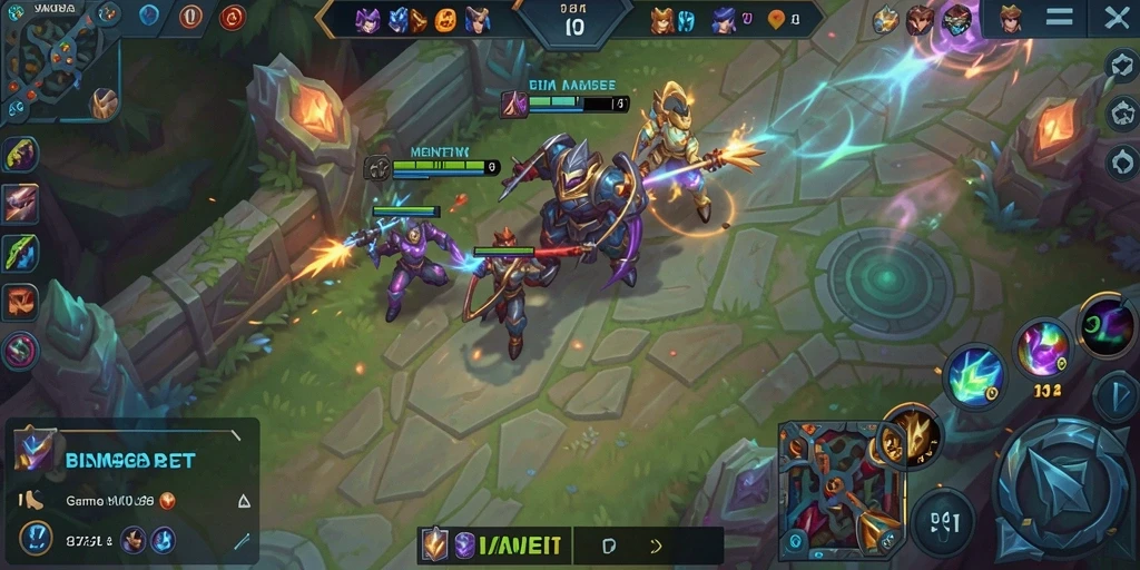 Gameplay seru dengan pahlawan bertarung di medan perang MOBA.