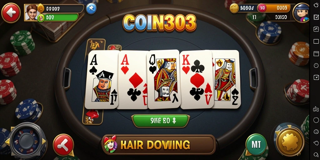 Screenshot gameplay COIN303 menampilkan aksi seru permainan domino.