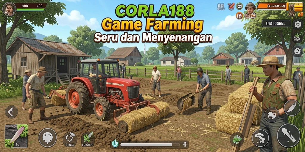 Tampilan gameplay yang menampilkan ladang yang subur dan aktif.