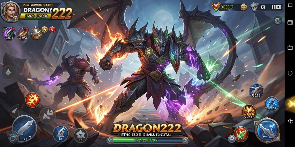 Tampilan gameplay epik dalam pertarungan antar karakter.