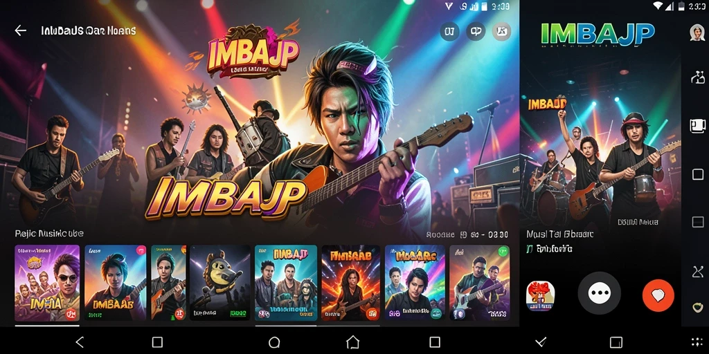 Screenshot menampilkan gameplay interaktif aplikasi musik IMBAJP.