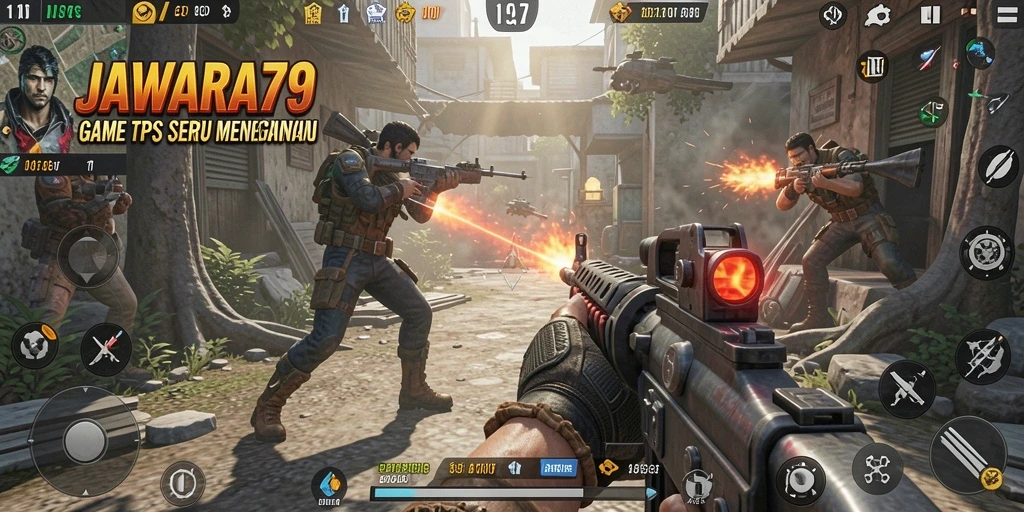 Tampilan seru dari gameplay JAWARA79 dalam aksi tembak-menembak.