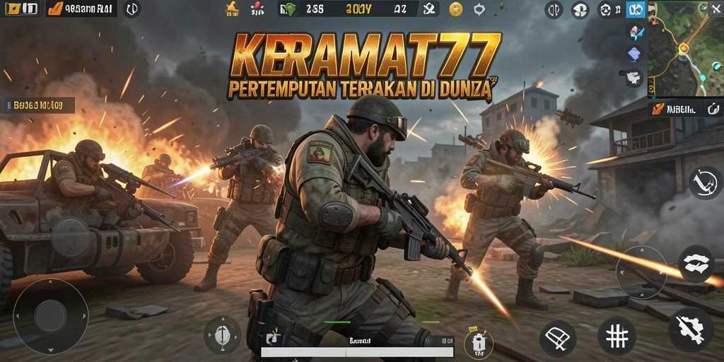 Gameplay seru KRAMAT77 dalam pertempuran Battle Royale.