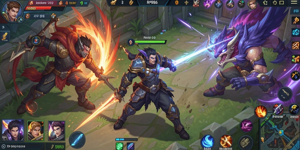 Tampilan gameplay MOBA yang seru dan menegangkan di RP886.