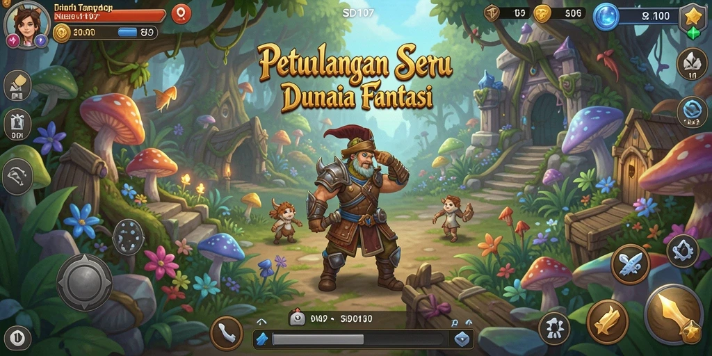 Tangkapan layar gameplay SD107 menampilkan pemain beraksi di dunia petualangan.