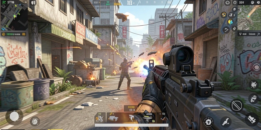 Gameplay mendebarkan ST789 dengan aksi menembak intens.