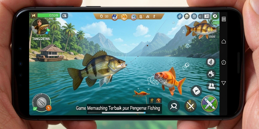 Tangkapan ikan besar di danau dengan gameplay TANGANDEWA.