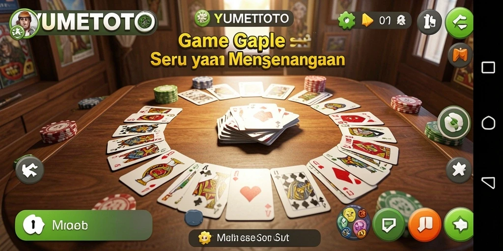 Tampilan gameplay seru di YUMETOTO dengan kartu Gaple.